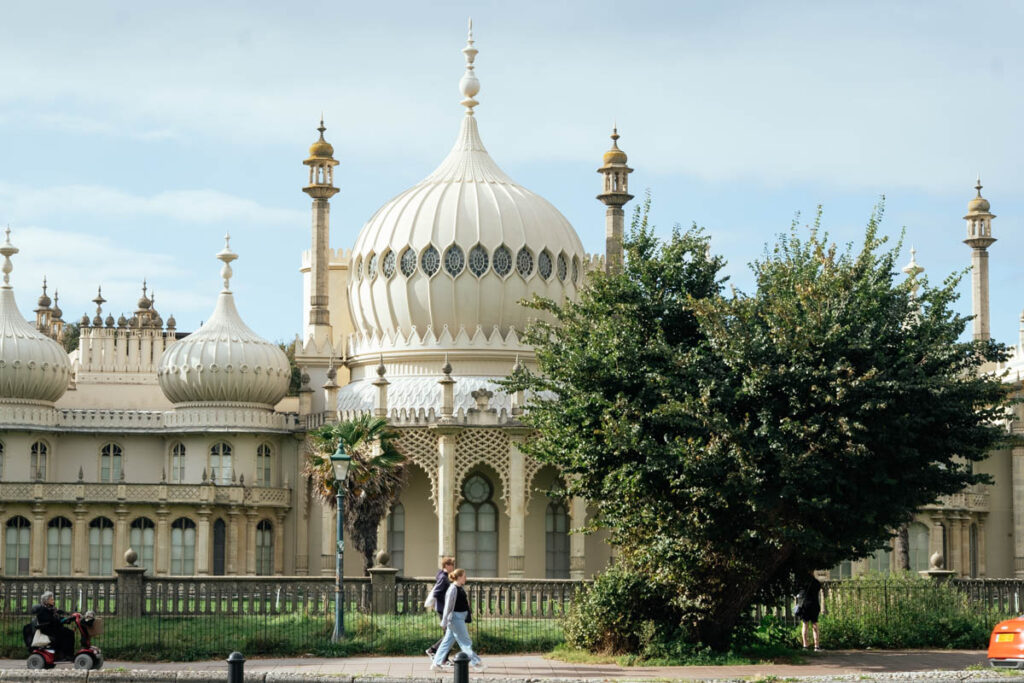 View of the royal pavilion from the main road in brighton on grande parade and old steine