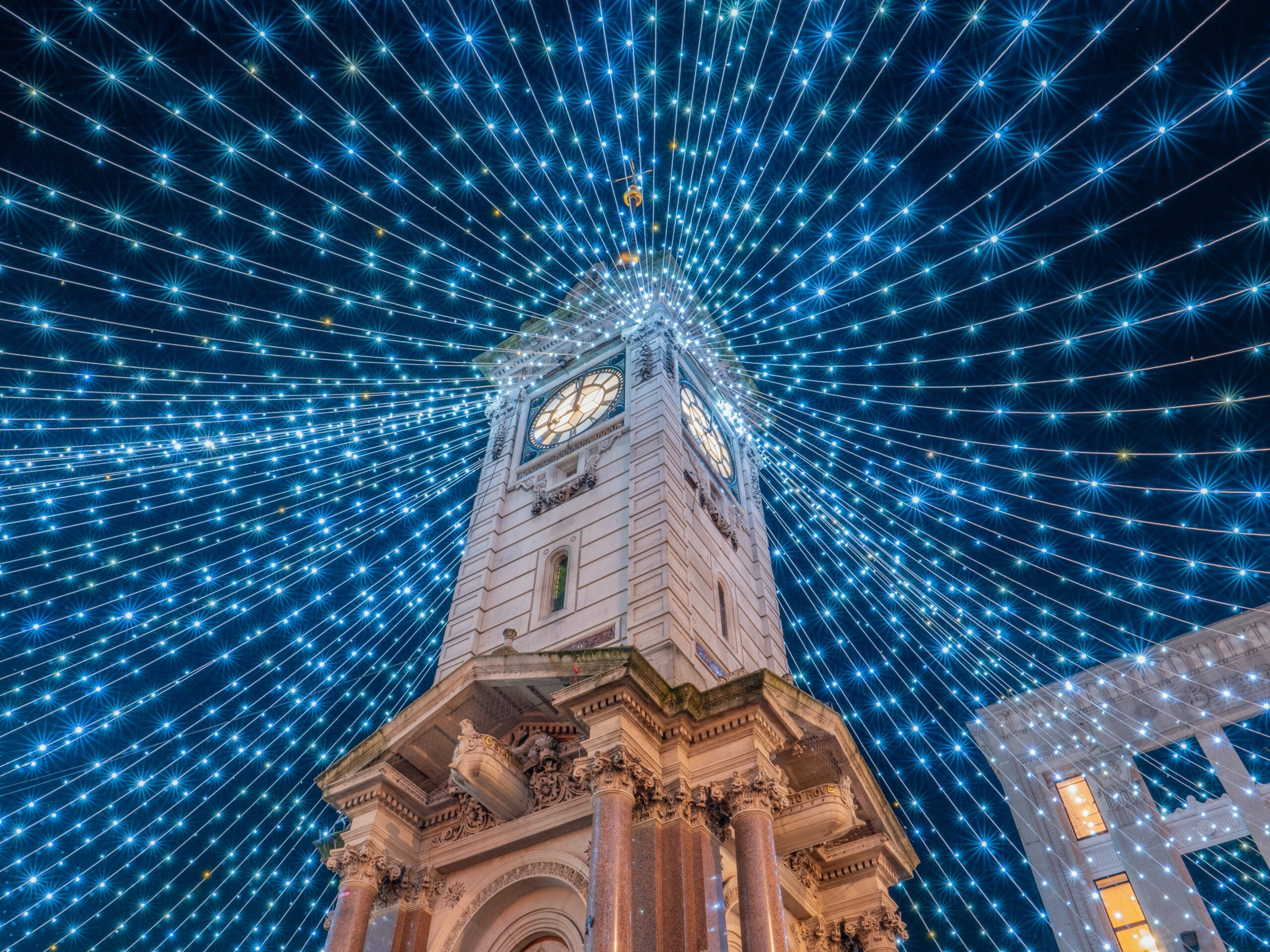Brighton Clock Tower with lights on