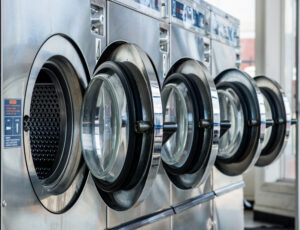 washing machines in a line