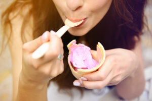 person eating ice cream